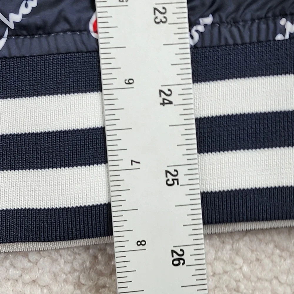 VTG Champion Script Logo Windbreaker Jacket Mens S Navy Blue‎ Varsity Streetwear